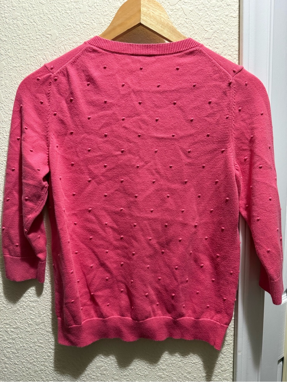 Talbots Pink Preppy Dot Knit Button-Front Sweater Cardigan - Picture 3 of 3